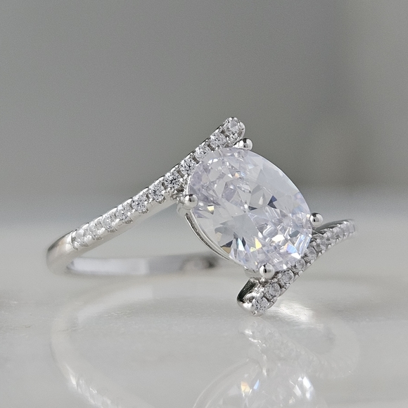 Classic oval cut gemstone ring, 925 Sterling Silver - Picture 4 of 4